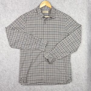 Burberry London England Shirt Mens L Gray Black White Check 100% Cotton NWOT